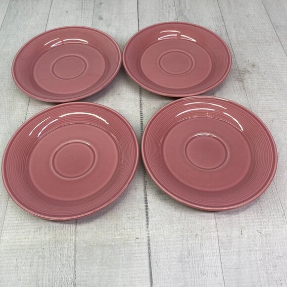 Nancy Calhoun DARK ROSE Japan Smooth Stoneware 8oz Flat Cup & Saucers Set of 4 - Picture 9 of 16